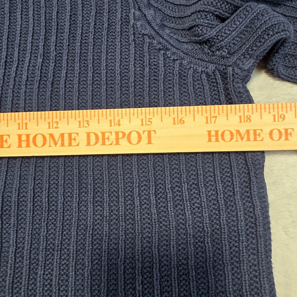 L.L.Bean Blue‎ Sweater Ribbed Cotton Crew Neck Long Sleeve Navy Women Medium - Picture 5 of 10